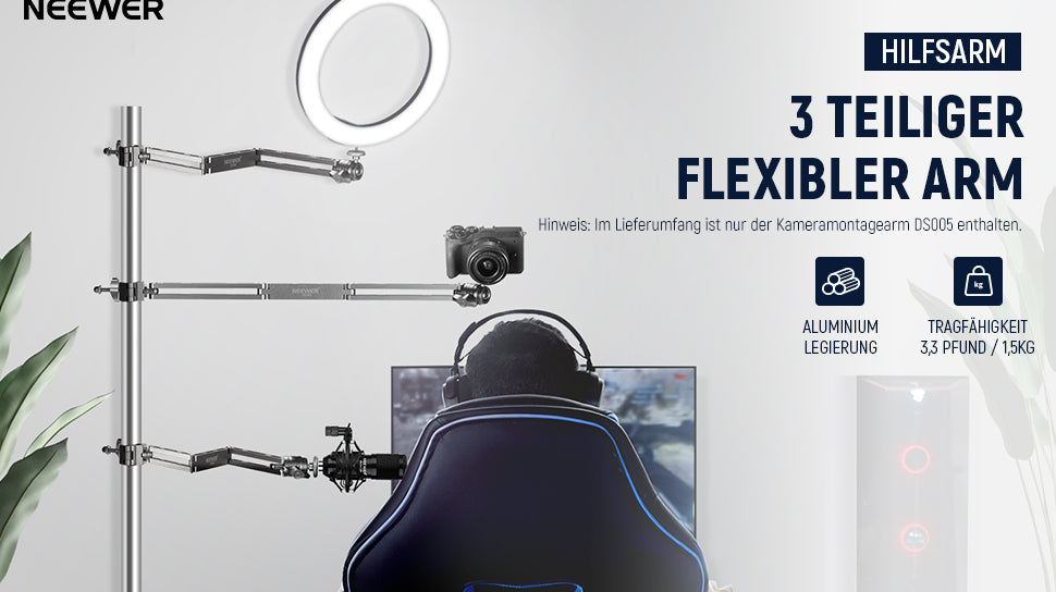 Vielseitig und Flexibel: Der 23" Dreifach-Gelenk Hilfshaltearm von NEEWER