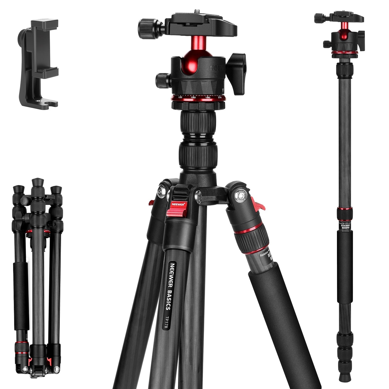 NEEWER TP17B Carbon Fiber Travel Tripod Monopod