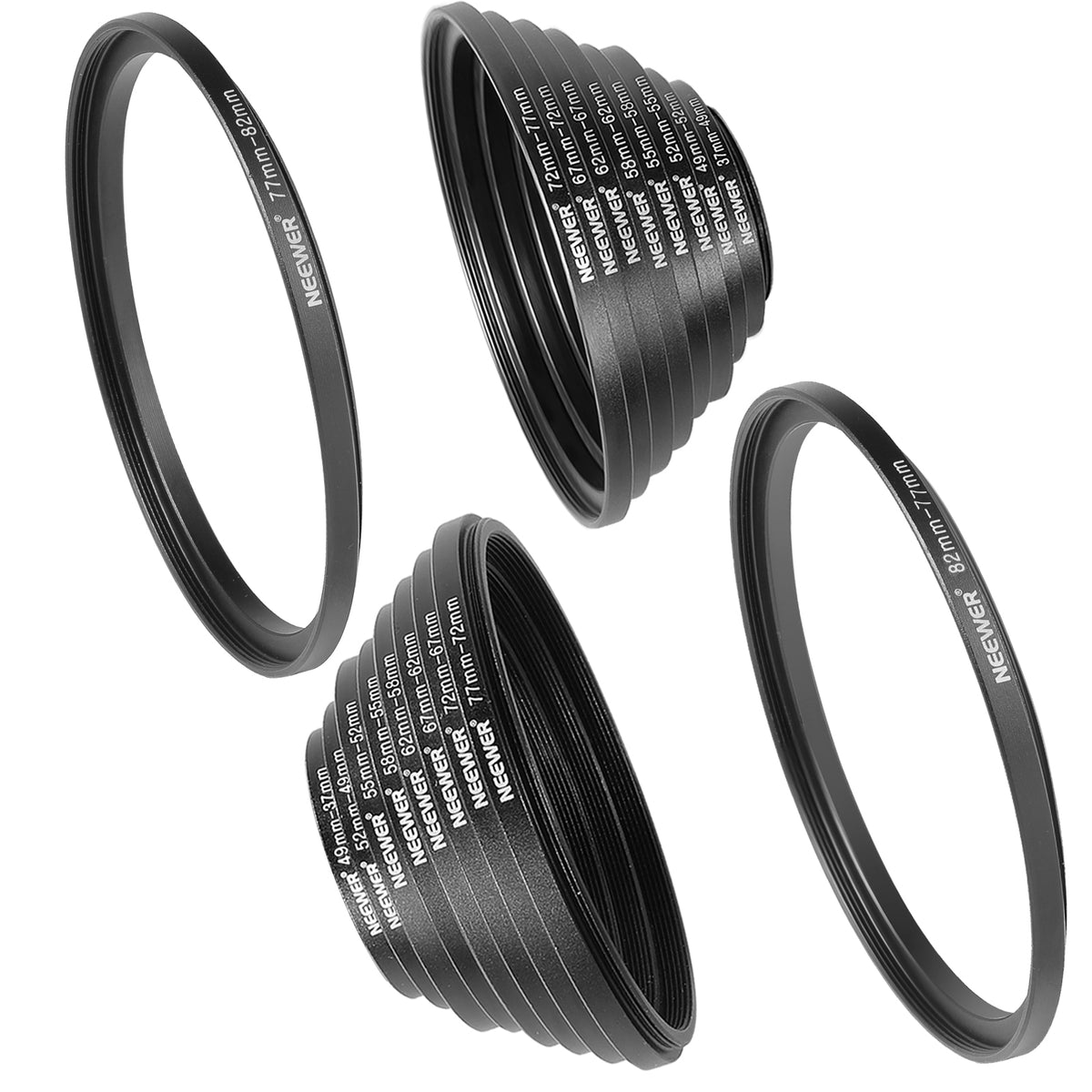 NEEWER 18 Pieces Metal Camera Lens Stepup Ring Adapter Kit NEEWER