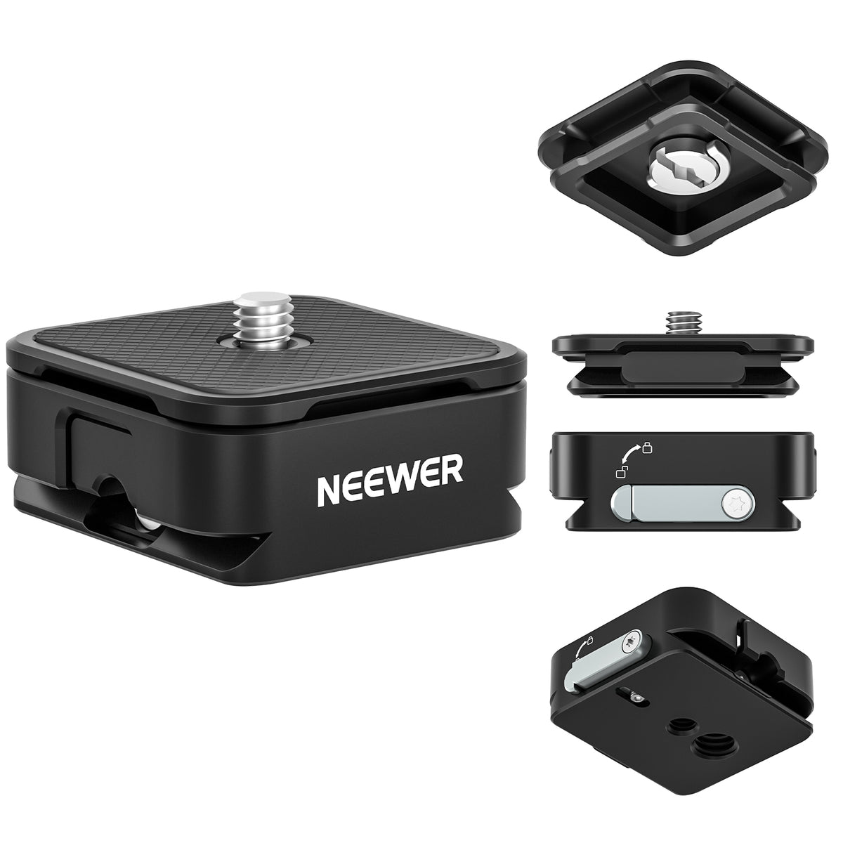 Neewer GM34 Snelspanplaat Kit – Arca-Type Vierkante QR-plaat Met Klem – Compatibel Met Peak Design Capture V3 – Max. Belasting 5kg