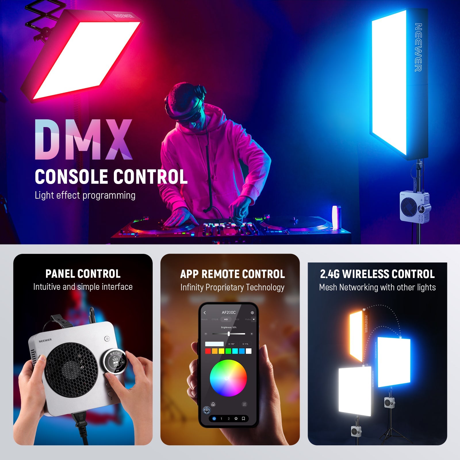 Methods for Controlling NEEWER AF200C 200W Flexible Fabric LED RGB Video Light