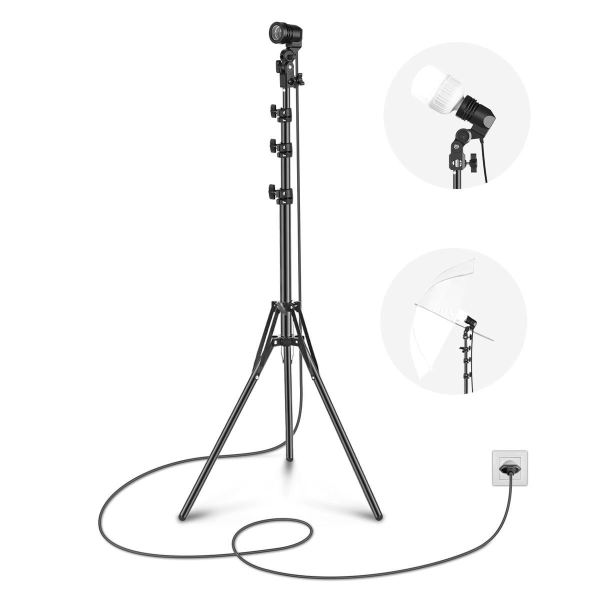 NEEWER E26 E27 AC Ceramic Socket Lamp Holder with Light Stand Mount