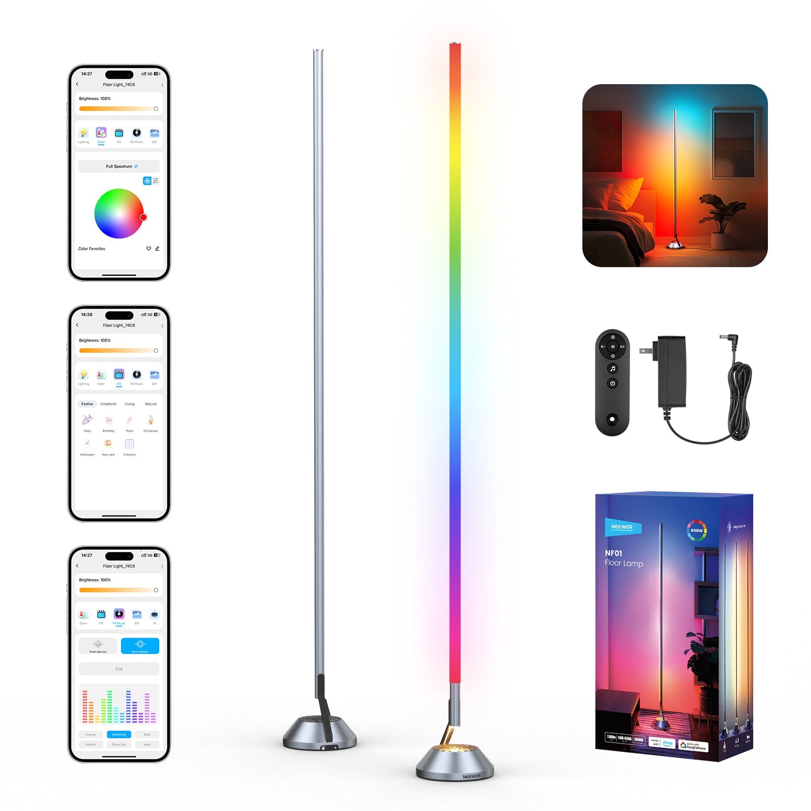 NEEWER NF01 RGBW Smart Floor Lamp | LED Corner Lamp