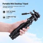 Compact portable NEEWER mini camera tripod with 27.5cm folded length and only 0.57kg weight for travel photography