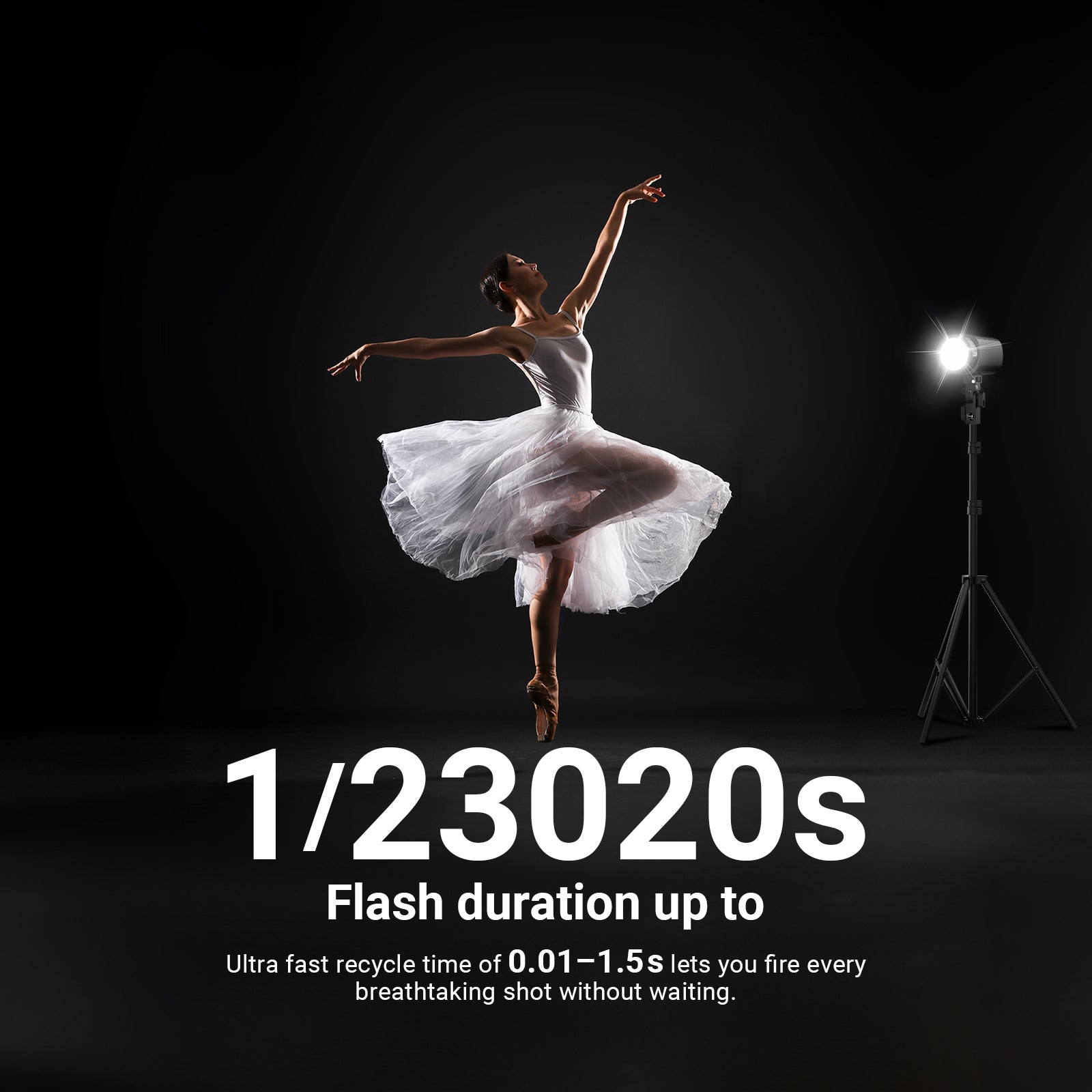 Ultra fast recycle time of 0.01-1.5s lets you fire every breathtaking shot without waiting.