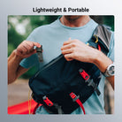The man easily put the NEEWER CA173 Triple Cold Shoe Mount Plate into his bag.