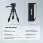 This package includes a mini camera tripod and a carrting bag.