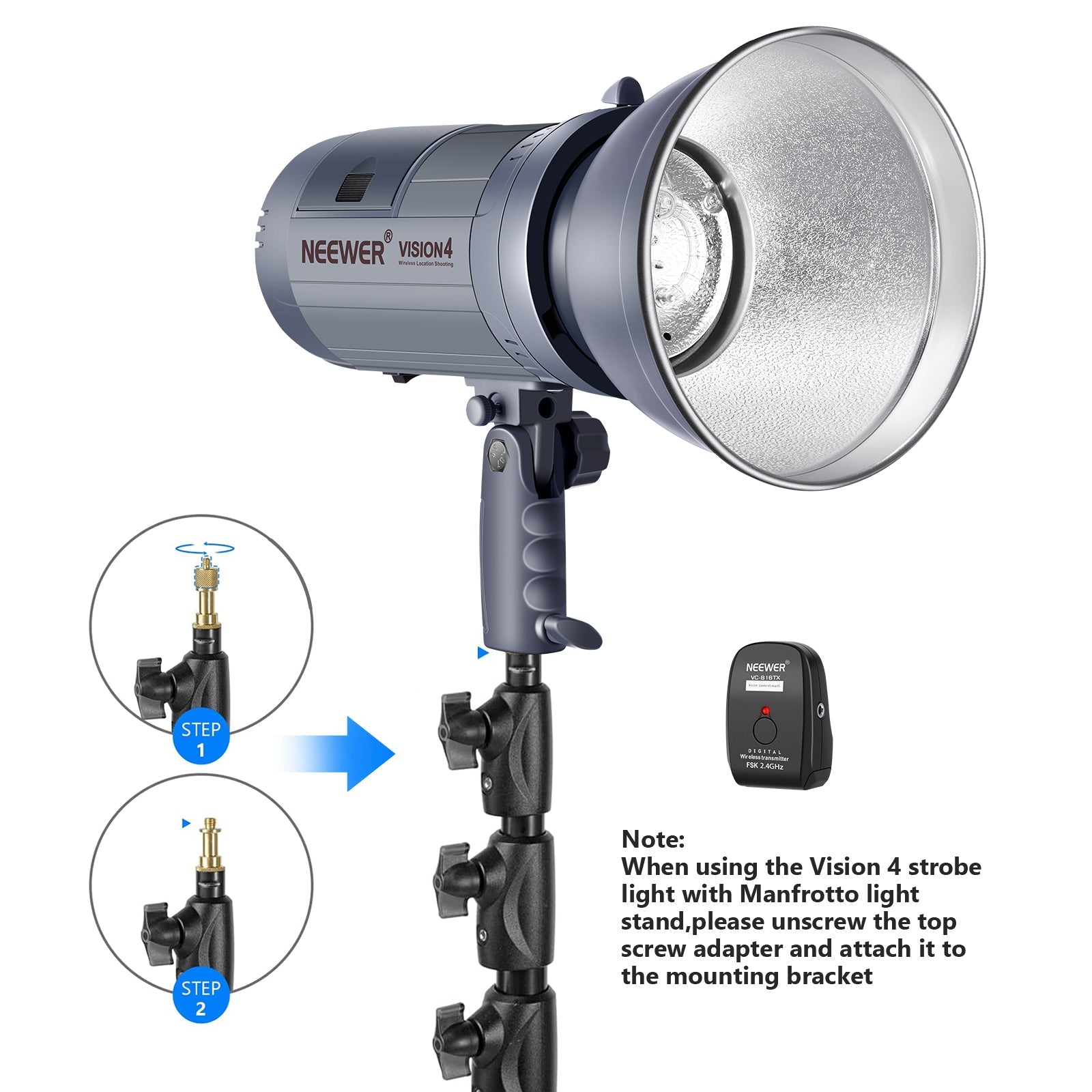 Neewer Vision 4 300W GN60 Outdoor Studio Flash Strobe Li-ion Battery Powered Cordless Monolight with 2.4G Wireless Trigger