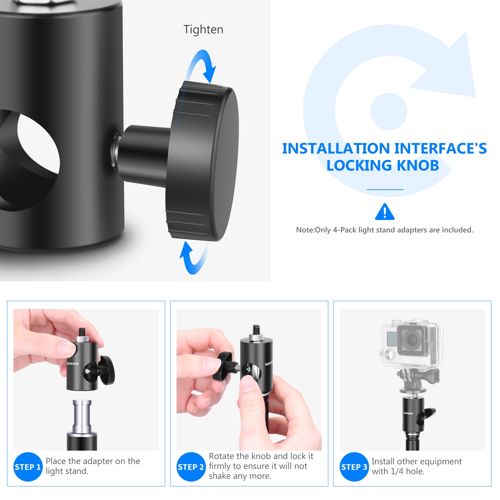 Neewer ST35 Multi-Functional Light Stand Tip Mount Bracket Rapid Adapter