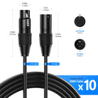 Neewer 10-Pack 6.5 feet/2 meters DMX Stage Light Cable Wires with 3-Pin Signal XLR Male to Female Connection